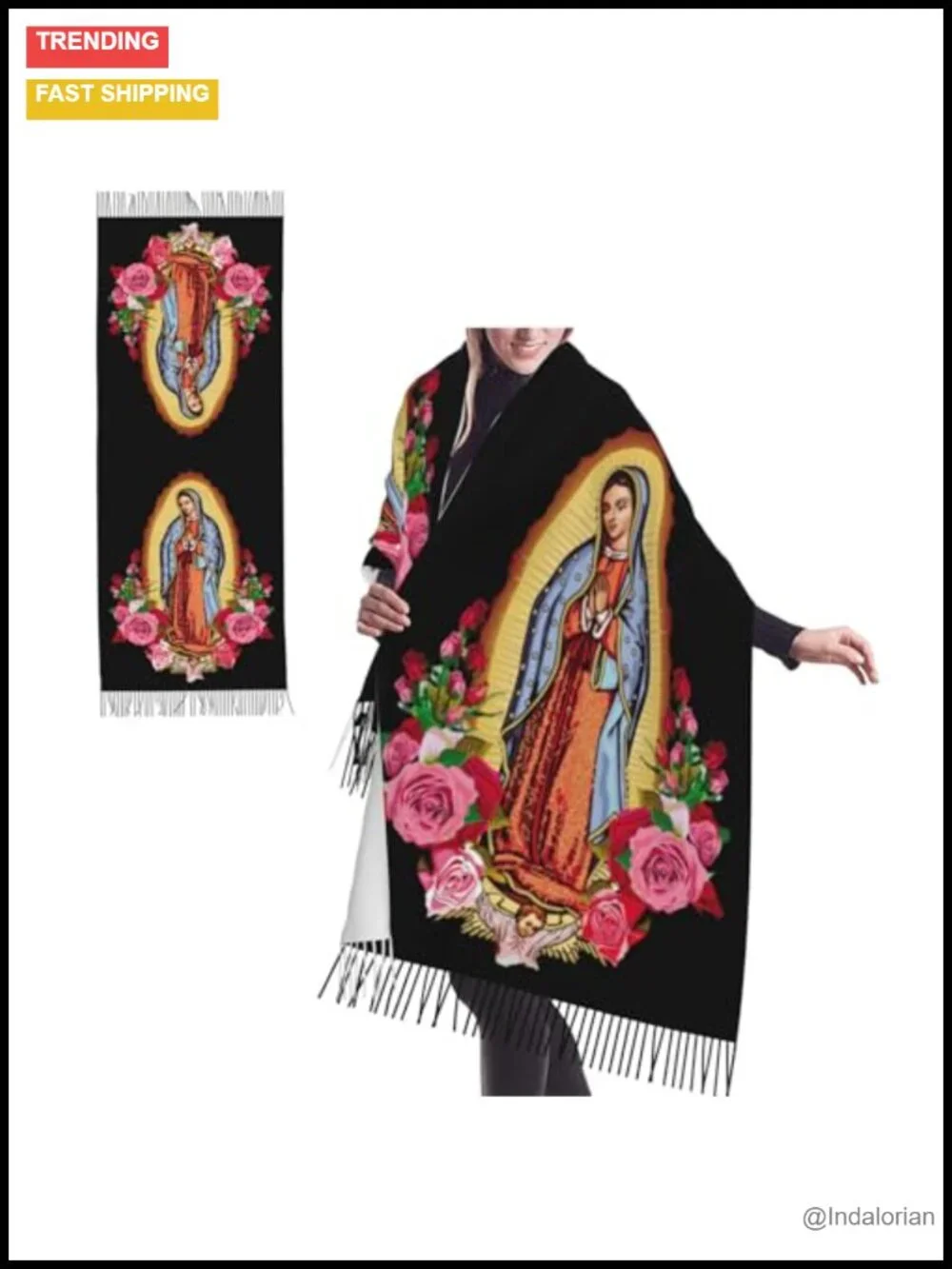 Soft Fringed Warm Scarf Long Shawl Wraps - Imitation Cashmere